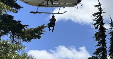 In this handout photo provided by the Snohomish County Sheriff's Office deputies participate in the search for Travis Decker, at an undisclosed location in Washington state, Friday, June 6, 2025. (Snohomish County Sheriff's Office photo via AP)