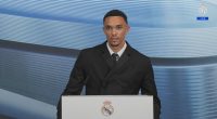 Trent Alexander-Arnold speaks PERFECT Spanish as he's joined by his glamorous girlfriend at Real Madrid unveiling
