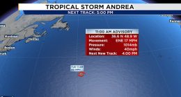 Tropical Storm Andrea forms, marking 1st named storm of 2025 Atlantic hurricane season