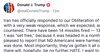 Trump thanks Iran after attack on US military base
