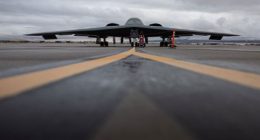 A B-2 Spirit Bomber is seen in Nevada on January 23.
