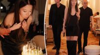 Vera Wang flashes a hint of thigh in peekaboo dress on 76th birthday