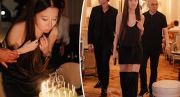 Vera Wang flashes a hint of thigh in peekaboo dress on 76th birthday