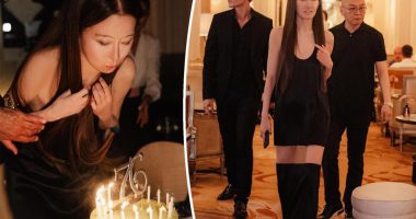 Vera Wang flashes a hint of thigh in peekaboo dress on 76th birthday