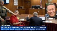 Victim's son lashes out at killer after he gives thumbs-up