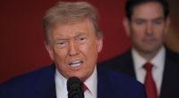 President Donald Trump speaks from the East Room of the White House in Washington, Saturday, June 21, 2025, after the U.S. military struck three Iranian nuclear and military sites, directly joining Israel's effort to decapitate the country's nuclear program, as Secretary of State Marco Rubio listens. (Carlos Barria/Pool via AP)