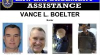 This image provided by the FBI on Saturday, June 14, 2025, shows part of a poster with photos of Vance L. Boelter