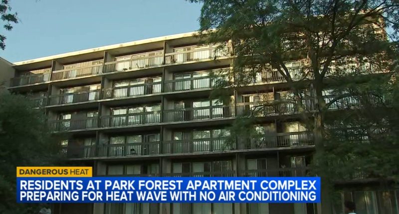 With Extreme Heat Warning in effect for Cook County, temperature rising Autumn Ridge Apartments in Park Forest without AC