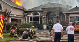 ‘Explosion’ rocks Sanford neighborhood as home bursts into flames
