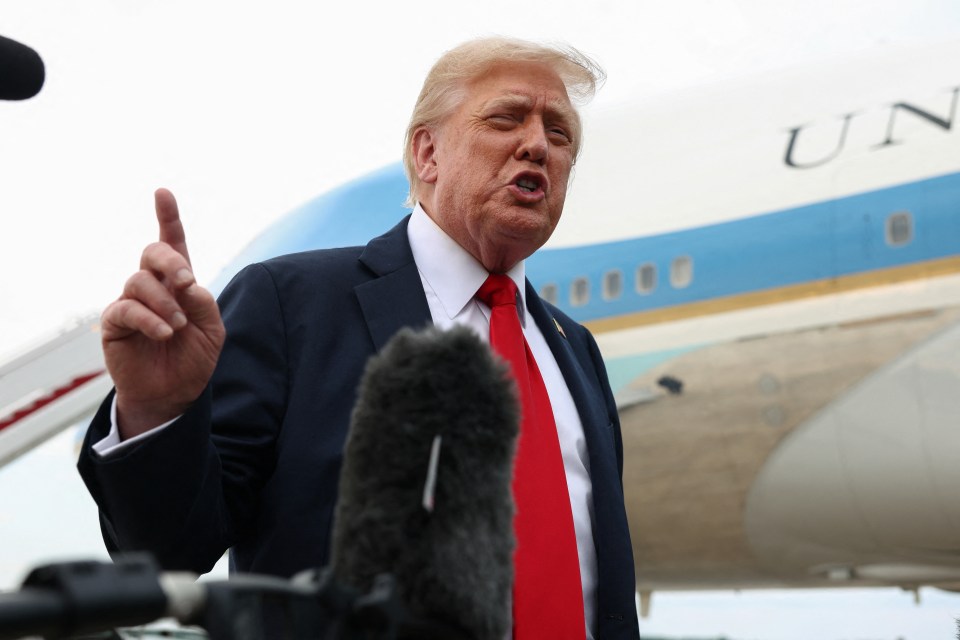 President Donald Trump speaking to reporters.