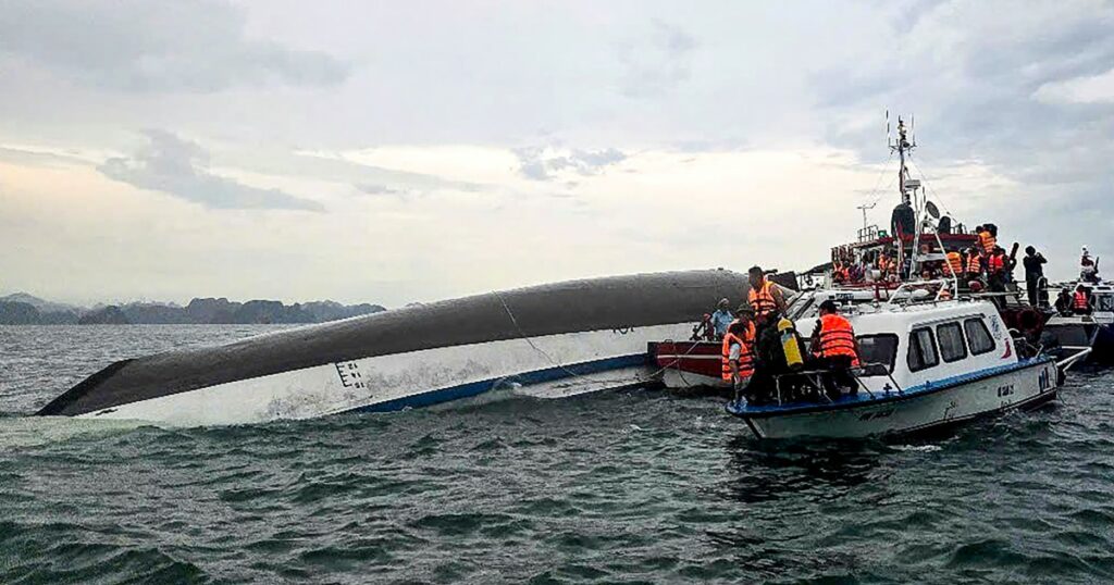 Tourist boat capsizes during a thunderstorm in Vietnam, leaving 34 dead; 8 people remain missing