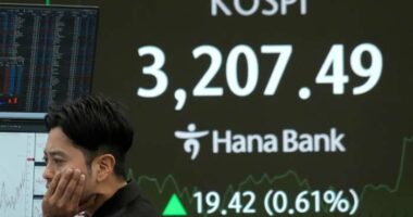 Asian shares are mixed after Wall Street logs a 3rd straight winning week