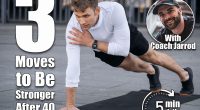3 Simple Moves That Make You Stronger and More Stable After 40. cover. Focused man in sportswear doing shoulder tap in push or press ups exercise, standing in plank pose. Side view of confident and serious sportsman with smart watch training outdoor, work out on yoga mat