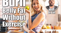 Caucasian young woman holding an apple on hands in the kitchen at home. Attractive beautiful girl wearing apron feeling happy and relax, enjoy cooking healthy fruit for lose weight and diet in house. 4 Simple Changes That Burn Belly Fat Without Exercise After 40. Cover