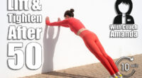 Sporty woman doing push off exercises against a wall. 4 Simple Daily Exercises That Lift & Tighten After 50. Cover