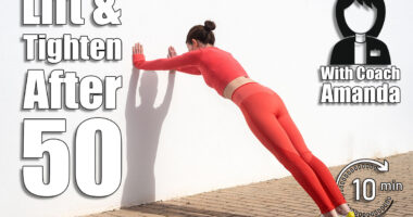 Sporty woman doing push off exercises against a wall. 4 Simple Daily Exercises That Lift & Tighten After 50. Cover