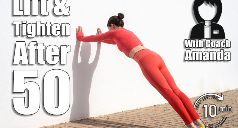 Sporty woman doing push off exercises against a wall. 4 Simple Daily Exercises That Lift & Tighten After 50. Cover