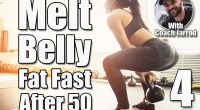 Athletic woman exercising with kettle bell while being in squat position. Muscular woman doing cross fit workout at gym. 4 Simple Moves That Melt Belly Fat Fast for People Over 50. Cover