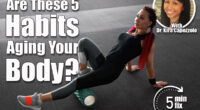 Woman massaging foam roll leg gym myofascial release exercise rolling, trigger points Middle adult caucasian woman sportswoman uses roller massager for relaxation, stretching muscles. 5 Exercise Habits That Are Secretly Aging Your Body After 40 (and What to Do Instead) cover