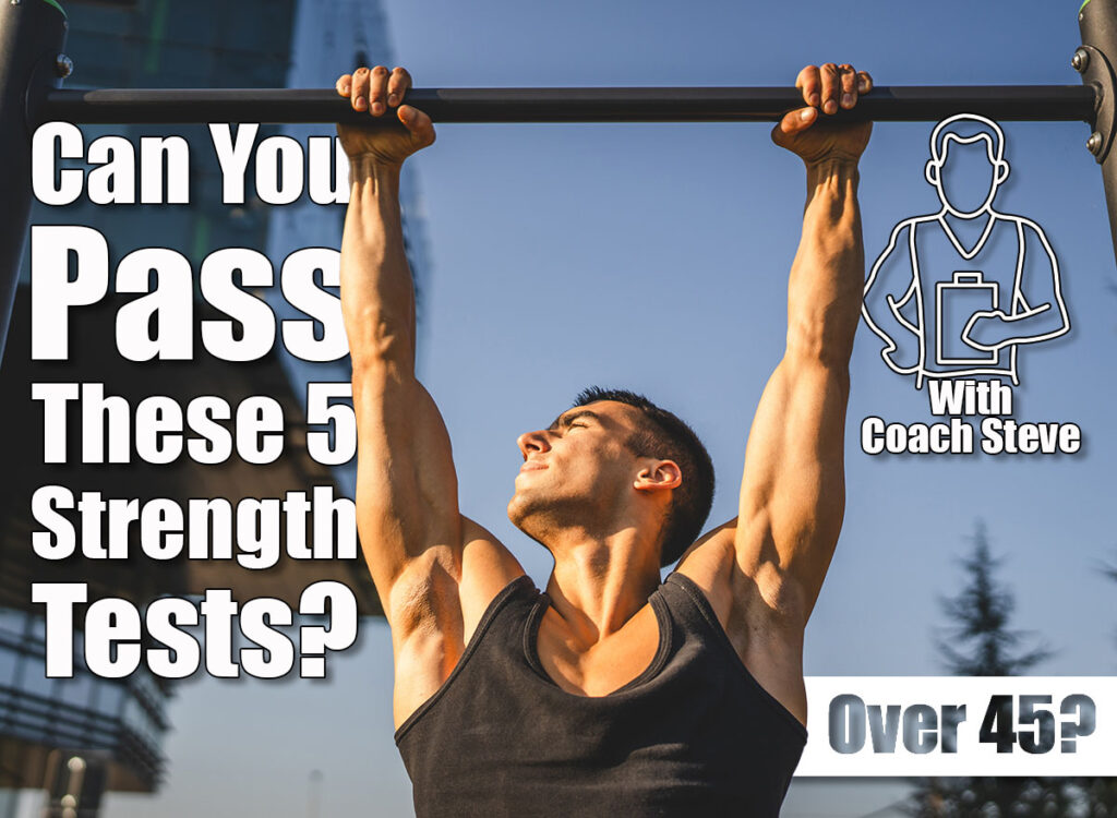 One man young adult caucasian male athlete training at outdoor open gym pull ups exercise healthy lifestyle and recreation training concept in the city in summer day real people copy space. 5 Strength Tests Every Man Over 45 Should Be Able to Ace cover