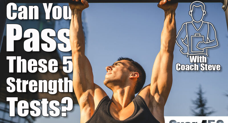 One man young adult caucasian male athlete training at outdoor open gym pull ups exercise healthy lifestyle and recreation training concept in the city in summer day real people copy space. 5 Strength Tests Every Man Over 45 Should Be Able to Ace cover
