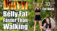 Fit woman dressed in sportswear makes workout outdoor in park makes jumping jacks exercises. 8 Moves That Melt Stubborn Belly Fat When Walking Isn