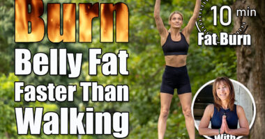 Fit woman dressed in sportswear makes workout outdoor in park makes jumping jacks exercises. 8 Moves That Melt Stubborn Belly Fat When Walking Isn