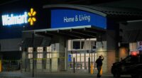 Law enforcement officer at a Walmart crime scene.