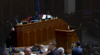 Brawl in Ukrainian parliament during anti-corruption bill vote.