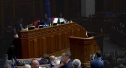 Brawl in Ukrainian parliament during anti-corruption bill vote.