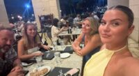 Family at an outdoor restaurant.