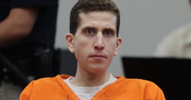 Bryan Kohberger sitting down in court. He