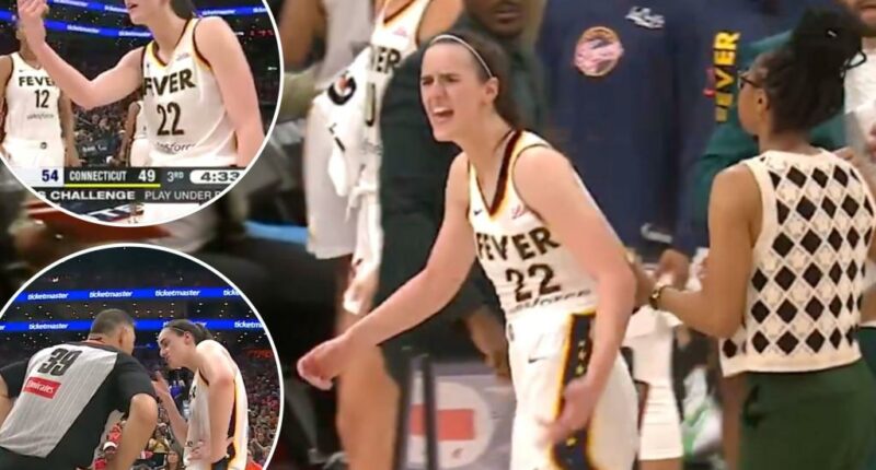 Caitlin Clark has to be held back in heated moment with ref