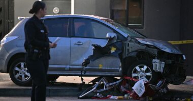 California man accused of ramming car into LA crowd is convicted felon out on parole, police say