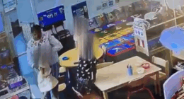 Security footage of a nursery classroom.