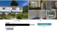 Collage of photos showing a house for sale in Dunedin, New Zealand.