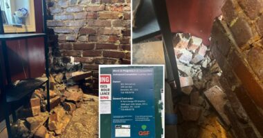 Construction crew accidentally blasts through living room wall of NYC couple's apartment: 'I just saw daylight'