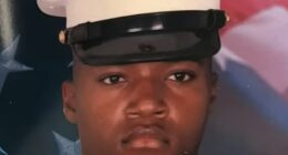 Portrait of a young Marine in uniform.