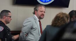 Dentist James Craig being led away in handcuffs after his murder trial verdict.