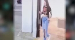 Surveillance video still image of Mercedes Vega in a parking garage.