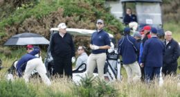 Donald Trump and Eric Trump preparing to play golf.