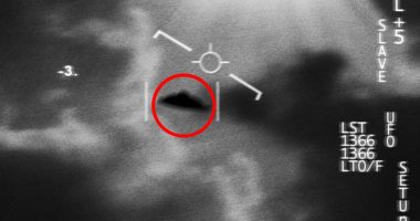 Grayscale satellite image of a UFO.