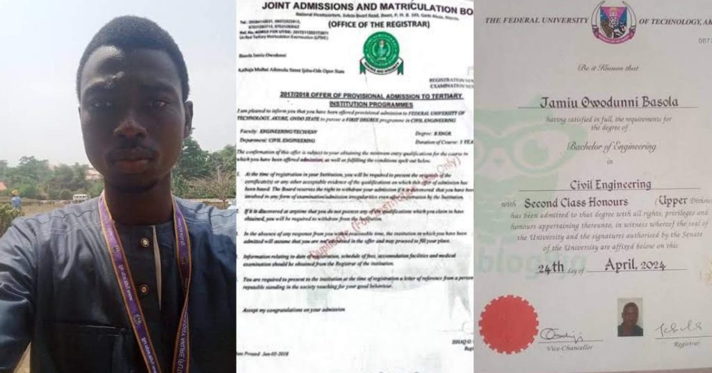 FUTA graduate Basola Jamiu cleared by JAMB after fake admission case; over 4,000 similar cases resolved