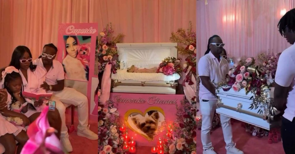 Family hold touching funeral for their pet dog