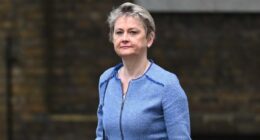 Home Secretary Yvette Cooper arriving at a meeting.