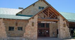 Front entrance of the Grand Canyon Lodge.