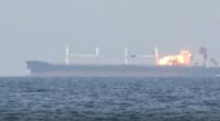 Screengrab of the Eternity C bulker being attacked in the Red Sea.
