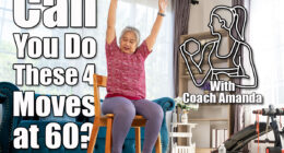 Senior woman sitting on chair and raising two arms above her head. doing workout for good healthy with training exercise online on tablet, elderly workout online from home concept. If You Can Complete These 4 Moves at 60, Your Body