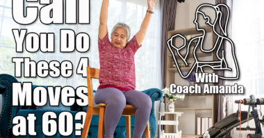 Senior woman sitting on chair and raising two arms above her head. doing workout for good healthy with training exercise online on tablet, elderly workout online from home concept. If You Can Complete These 4 Moves at 60, Your Body