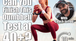 Attractive woman doing squats outdoor.If You Can Complete This Dumbbell Challenge at 40+, Your Strength Is Elite for Your Age. Cover